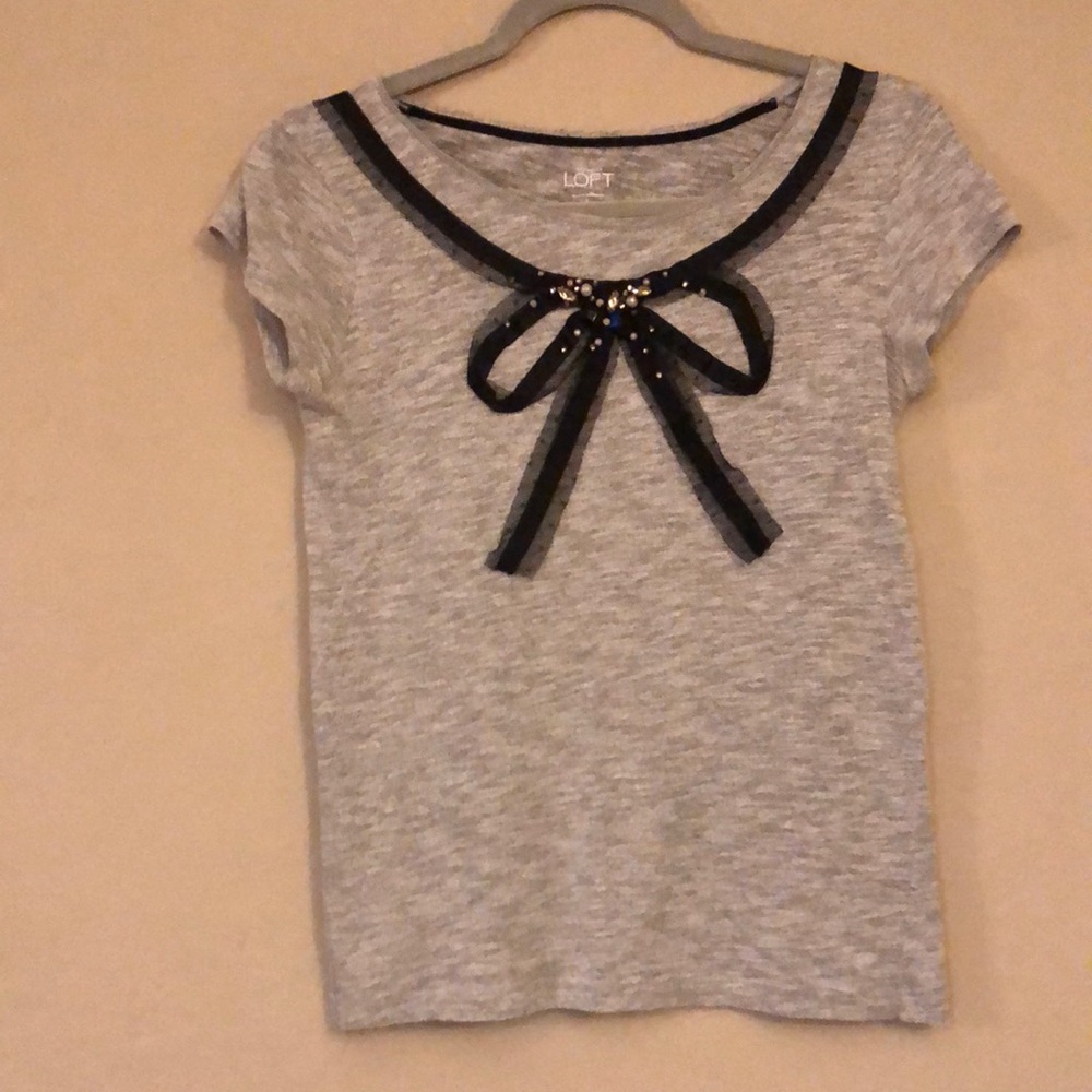 Loft mesh bow embellished t-shirt, women’s small